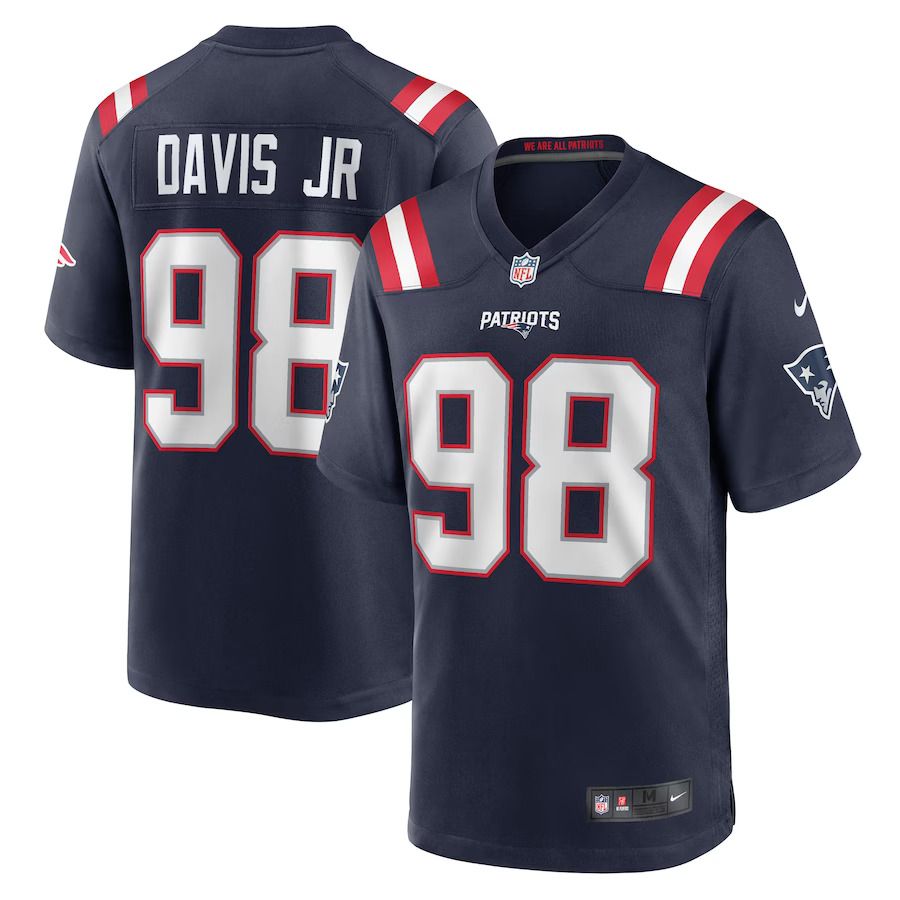 Men New England Patriots 98 Carl Davis Jr. Nike Navy Game Player NFL Jersey